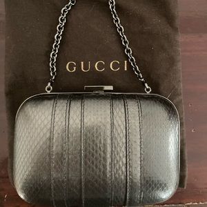 Gucci gray python-style leather clutch